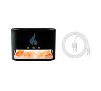 Hipzeepo Crystal Salt Rock Fire Lamp 7 Color Flaming Aroma Volcano Air Humidifier Essential Oil Diffuser Fireplace Black