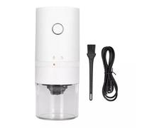 Hipzeepo Electric Coffee Grinder, Portable Automatic Machine, USB Charging, Ceramic Burr White