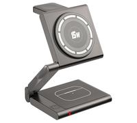 Hipzeepo Fast Wireless Charging Station Foldable, Modern Design All Aluminum Alloy Body 4 in 1 for Travel Charger Titanium