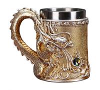 Hipzeepo Golden Copper Dragon 500ML Beer Resin 304 Stainless Steel Medieval Tea Cup Coffee Mugs for Parties Bars B