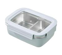 Hipzeepo Large Capacity Sealed Lunch Container 304 Stainless Steel Divided Bento Lunch Box with Detachable Lid Student Portable Green-230ML