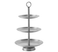 Hipzeepo Living Room Dessert Cake Stand Stainless Steel Three-Layer Fruit Tray Afternoon Tea Trays Kitchen Tray Silver