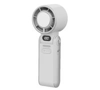 Hipzeepo Outdoor Portable Turbo Fan, 100 Speeds, 3600mAh, Foldable, Handheld, White with Comfort Lanyard