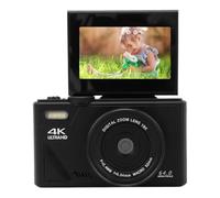 Hipzeepo Portable 4K Digital Camera, 3" Flip Screen 64MP UHD 18X Zoom Autofocus Retro Design Compact Model Black