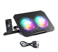 Hipzeepo Portable Laptop Stand Foldable CPU Cooler Two Fans RGB Light Notebook Riser 8-Speed Adjustable Colored Lights Laptop Table