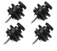 Hipzeepo Replacement Straplock for Electric Guitar 4pcs Flat Head Zinc Alloy Safety Straplocks Non-Slip Instrument Accessories Black