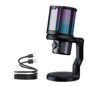 Hipzeepo RGB Gaming Microphone with Touch-Mute Button and Noise Cancellation USB Microphone for Recording and Streaming on PC