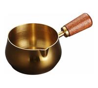 Hipzeepo Stainless Steel for Making Sauce Reheating Soup Coffee Cup, 180ML Espresso Measuring Cup with Wooden Handle B