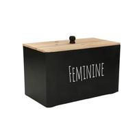 Hipzeepo Tampon Holder Storage for Bathroom Feminine Wood Container Box Pad Storage Container Box for Bathroom, Sanitary Napkin Dispenser Black