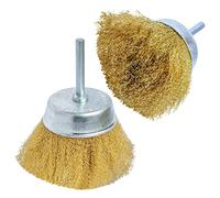 Hiqalty 2PCS Brass Wire Cup Brush Kit for Drill,Crimped Cup Brush with 6mm Shank,0.13mm True Brass Wire,Soft Enough to Cleaning or Deburring with Less Scrach