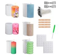HIQE-FL Candle Making Kit - Set of 6 Reusable Silicone Molds, Bubble Candles Kit for DIY Soap Making, Handmade Craft Ornaments, Cylinder Resin Casting Molds