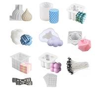 HIQE-FL Candle Mold, Round Silicone Mould for Candles, 8pcs 3D DIY Mould, for Candle Making, Handmade Soap, Craft Ornaments, Cylinder Resin Casting Mould, Scented Candles