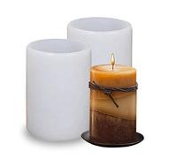HIQE-FL Candle Mould, 2 Pieces, Silicone, Cylinder, DIY Candle Making, Handmade Soap, Craft Ornaments, Resin Casting Mold, Scented Candles (F)