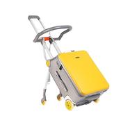 HIQIDI Travel Suitcases with Wheels Sit and Ride Multi-Functional Trolley Case Boarding Travel Suitcase Foldable Suitcase Convenient for Going Out Luggage (Color : Yellow, Size : B_20INCH)