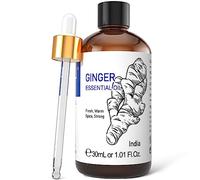 HIQILI Ginger Essential Oil 30ml, 100% Natural Aromatherapy Oil for Diffuser, Aromatherapy, Spray, Bath & Hair Care, Candle Making - 1 Fl Oz