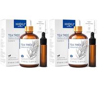 HIQILI Tea Tree Oil 100ml for Nail Fungus, Acne, Skin & Hair Care, Aromatherapy, Diffuser (Pack of 2)