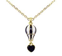 Hiqmic 925 Sterling Silver Chain Heart Hot Air Balloon Pendant Necklace White Gold Plated Jewelry 16"-18", WA99117 Black