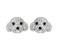 Hiqmic 925 Sterling Silver Cute Dog Puppy Head Earrings Ear Stud Piercing Fashion Zirconia White Gold Plated Jewellery Gift, WA90055-Silver