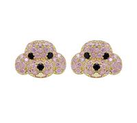 Hiqmic 925 Sterling Silver Cute Dog Puppy Head Earrings Ear Stud Piercing Fashion Zirconia White Gold Plated Jewellery Gift, WA90055-G Pink