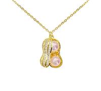 Hiqmic 925 Sterling Silver Cute Peanut Opal Pendant Necklace White Gold Plated Jewelry Gifts for Women 16", WA99055-G-Pink