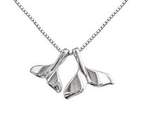 Hiqmic 925 Sterling Silver Fashion Dolphin Fish Tail Pendant Necklace White Gold Plated Jewellery 16", WA99122-Silver