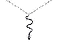 Hiqmic 925 Sterling Silver Fashion Snake Shaped Rhinestone Pendant Necklace White Gold Plated Jewelry 16"-18", WA99081-S Black