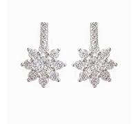 Hiqmic 925 Sterling Silver Post Fashion Snowflake Zirconia Ear Stud Earrings White Gold Plated Jewelry Gift_WA90102-Silver