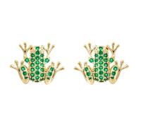 Hiqmic 925 Sterling Silver Post Frog Crystal Zirconia Animal Ear Stud A90311-G Green Earrings