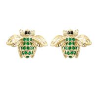 Hiqmic 925 Sterling Silver Post Honey Bee Crystal Zirconia Insects Ear Stud A90314-G Green Earrings