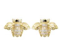 Hiqmic 925 Sterling Silver Post Honey Bee Crystal Zirconia Insects Ear Stud A90314-G White Earrings