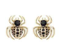 Hiqmic 925 Sterling Silver Post Spider Crystal Zirconia Insects Ear Stud A90316-G Black Earrings