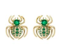 Hiqmic 925 Sterling Silver Post Spider Crystal Zirconia Insects Ear Stud A90316-G Green Earrings