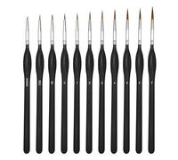 HIQU and HIST Fine Detail Paint Brushes Set, 11pcs, Nylon Hair, Miniature Painting Kit for Oil, Acrylic, Models, Watercolor and Gouache, Ergonomic Handle, Black