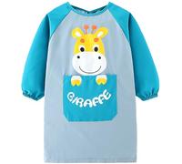 HIQUACC Kids Waterproof Art Smock with Long Sleeves - Graffiti Painting Crafting Apron for Toddlers Children (Blue-S)