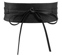 HIQUACC Lace-up Waist Belt Faux Leather Corset Belt Tie Wrap Bowknot Waistband for Women (Black M)