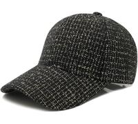 HIQUACC Men Women Gold Thread Plaid Baseball Cap Classic 6 Panel Duckbill Caps Sun Hat for Outdoor Hiking Travel (Black)