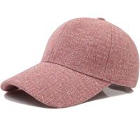 HIQUACC Men Women Gold Thread Plaid Baseball Cap Classic 6 Panel Duckbill Caps Sun Hat for Outdoor Hiking Travel (Pink)