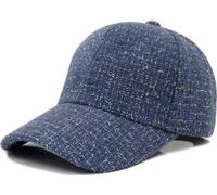 HIQUACC Men Women Gold Thread Plaid Baseball Cap Classic 6 Panel Duckbill Caps Sun Hat for Outdoor Hiking Travel (Navy Blue)