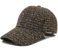HIQUACC Men Women Gold Thread Plaid Baseball Cap Classic 6 Panel Duckbill Caps Sun Hat for Outdoor Hiking Travel (Coffee)
