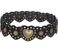 HIQUACC Wide Disc Belt for Women Vintage Leather Hollow Heart Belt Western Waist Belt (Heart Black L)