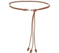 HIQUACC Women's Boho PU Leather Skinny Knotted Waist Belt