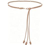 HIQUACC Women's Boho PU Leather Skinny Knotted Waist Belt | Adjustable Pearl Thin Belts for Dresses