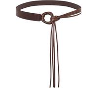HIQUACC Women's Thin PU Leather Knotted Waist Belt with Tie Ends
