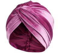 HIQUACC Women's Velvet Turban Hat Pre-Tied Headwrap Beanie Cap for Cancer Chemo Hair Loss (Pink)