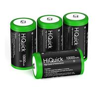 HiQuick 10000mAh D Rechargeable Batteries - 1.2V Huge Capacity Size D Battery, Ni-MH D Cell Batteries Pack of 4