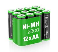 HiQuick 12pcs 2800mAh Ni-MH AA (Double A) Rechargeable Batteries High Capacity Battery 1.2 Volt(1.2 V) Low Self-Discharge (Batteries x12)