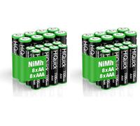 HiQuick 16 x AA AAA Rechargeable Batteries Set 8 x 2800mAh AA Batteries & 8 X 1000mAh AAA Batteries High Capacity Rechargeable Batteries (Pack of 2)