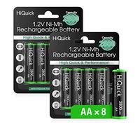 HiQuick 8 x AA Rechargeable batteries 2800 mAh NI-MH High Capacity AA Rechargeable Batteries, Pack of 8