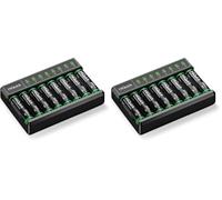 HiQuick 8 x AA Rechargeable Batteries with Battery Charger, Type-C Input 8 Slots LED AA AAA Battery Charger with 8 2800mAh Rechargeable Batteries (Pack of 2)