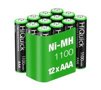 HiQuick AAA 1100mAh NiMH Rechargeable Batteries (Triple A) 1200 Tech Ni-MH Batteries, Low Self-Discharge 1.2V AAA Battery 12-Pack